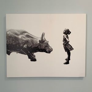 16x20 canvas fearless girl statue Wall Street bull